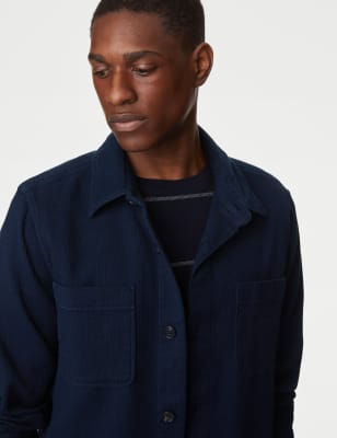 

Mens M&S Collection Pure Cotton Waffle Overshirt - Dark Navy, Dark Navy