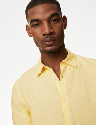 

Mens M&S Collection Pure Linen Regular Fit Shirt - Citrus, Citrus
