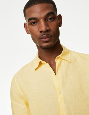 

M&S Collection Camisa de ajuste estándar 100% linoMens - Citrus, Citrus