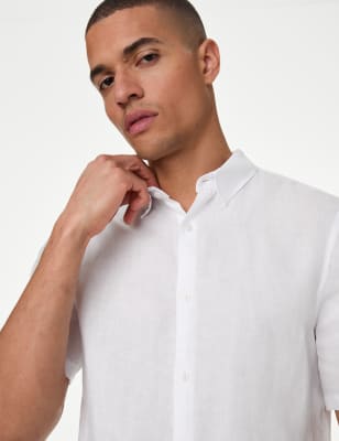 

Mens M&S Collection Easy Iron Pure Linen Shirt - White, White