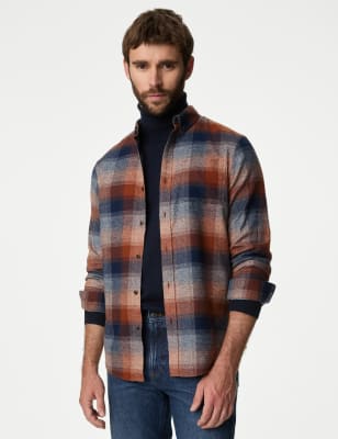 

Mens M&S Collection Pure Cotton Flannel Shirt - Brandy, Brandy