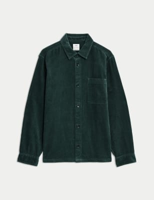 

Mens M&S Collection Pure Cotton Corduroy Overshirt - Dark Evergreen, Dark Evergreen