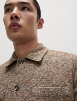

Mens M&S Collection Overshirt aus reiner Baumwolle mit Strukturmuster - Neutral Brown, Neutral Brown