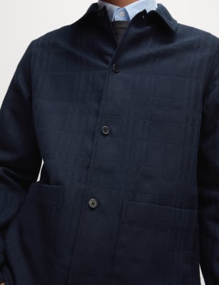 

Mens M&S Collection Strukturiertes Overshirt aus Baumwollmischgewebe mit Karomuster - Navy, Navy
