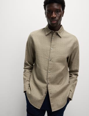

M&S Collection Camisa 100% algodón con estampado geométricoMens - Neutral, Neutral