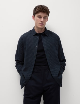 

M&S Collection Camisa de franela 100% algodónMens - Dark Navy Mix, Dark Navy Mix