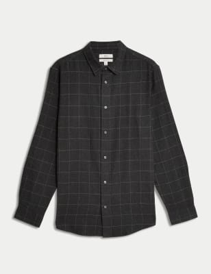 

Mens M&S Collection Pure Cotton Flannel Shirt - Charcoal Mix, Charcoal Mix