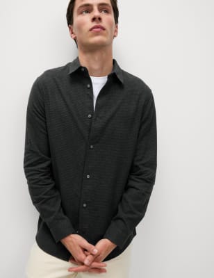 

Mens M&S Collection Pure Cotton Flannel Shirt - Dark Charcoal, Dark Charcoal
