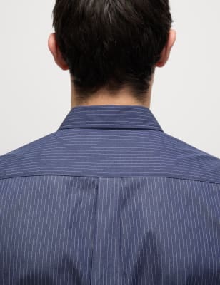 

M&S Collection Camisa Oxford 100 % algodón de rayasMens - Navy Mix, Navy Mix