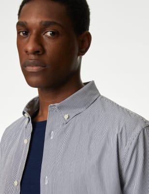 

Mens M&S Collection Pure Cotton Striped Shirt - Navy Mix, Navy Mix