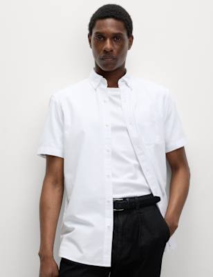 

Mens M&S Collection Easy Iron Cotton Rich Oxford Shirt, White