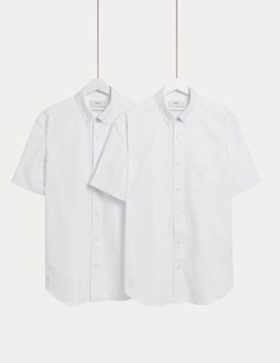 

Mens M&S Collection The Ultimate 2pk Short Sleeve Oxford Shirts, White