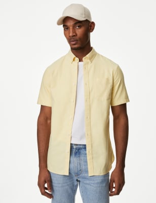 

Mens M&S Collection Easy Iron Pure Cotton Oxford Shirt - Yellow, Yellow