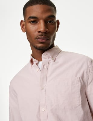 

Mens M&S Collection Pure Cotton Oxford Shirt - Light Pink, Light Pink