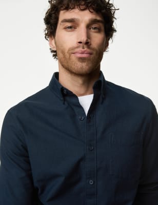 

Mens M&S Collection Oxford-Bluse aus reiner Baumwolle - Dark Navy, Dark Navy