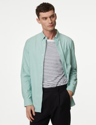 

Mens M&S Collection Pure Cotton Oxford Shirt - Light Green, Light Green