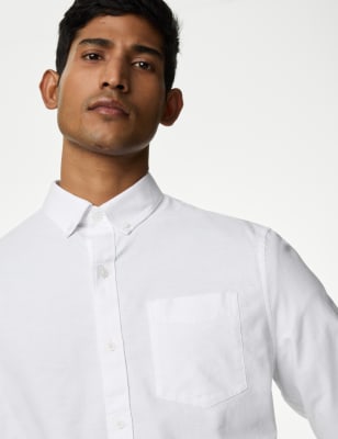 

Mens M&S Collection Oxford-Bluse aus reiner Baumwolle - White, White