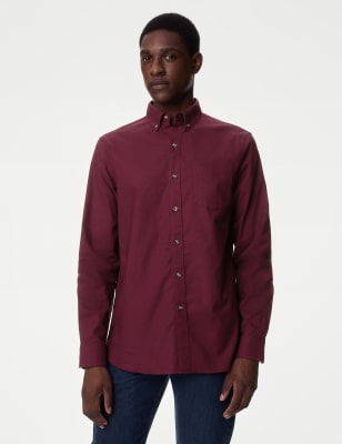 

Mens M&S Collection Easy Iron Pure Cotton Oxford Shirt - Burgundy, Burgundy