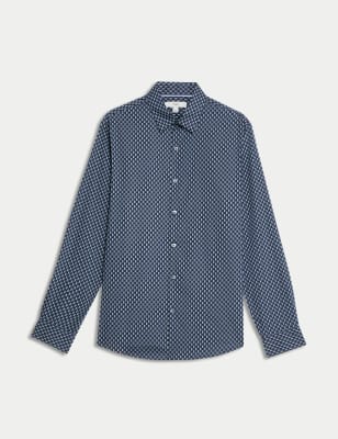 

Mens M&S Collection Cotton Blend Print Shirt - Navy Mix, Navy Mix