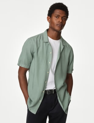 

Mens Autograph Soft Touch Pure Lyocell Cuban Collar Shirt - Soft Green, Soft Green