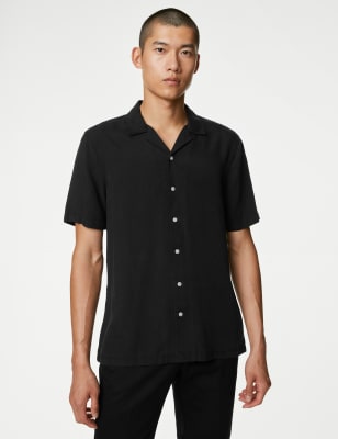 

Mens Autograph Soft Touch Pure Tencel™ Cuban Collar Shirt - Black, Black