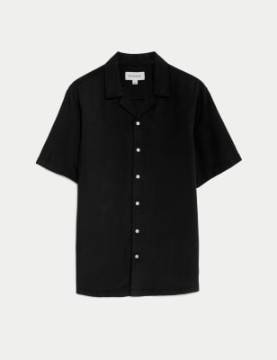 

Mens Autograph Soft Touch Pure Tencel™ Cuban Collar Shirt - Black, Black