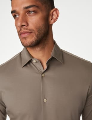 

Mens Autograph Slim Fit Pure Cotton Jersey Shirt - Taupe, Taupe