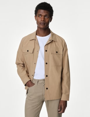 

Mens Autograph Pure Cotton Overshirt with Stormwear™ - Stone, Stone