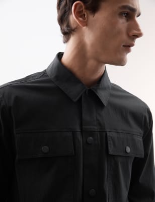 

Mens Autograph Cotton Rich Overshirt - Black, Black