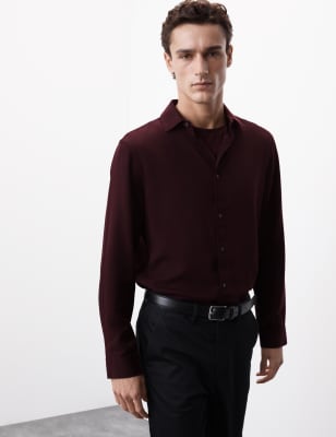 

Mens Autograph Garment Dyed Lyocell Shirt - Raisin, Raisin