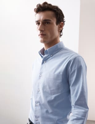 

Mens Autograph Slim Fit Cotton Rich Oxford Shirt - Chambray, Chambray