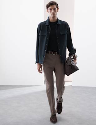 

Mens Autograph Seersucker Overshirt, Navy