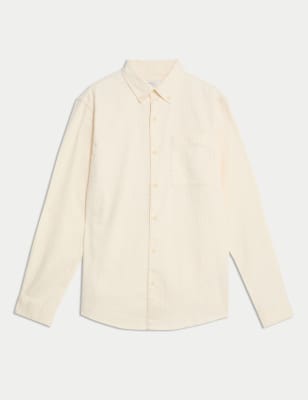 

Mens M&S Collection Pure Cotton Textured Shirt - Ecru, Ecru