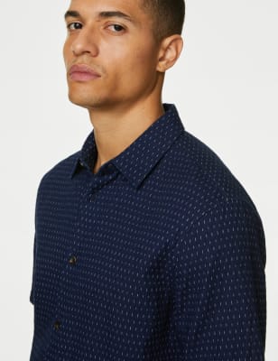 

M&S Collection Camisa 100% algodón de planchado fácilMens - Denim Mix, Denim Mix