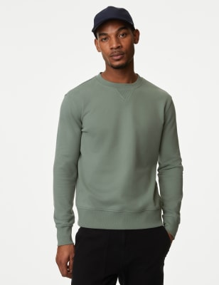 

Mens M&S Collection Pure Cotton Crew Neck Sweatshirt, Medium Green