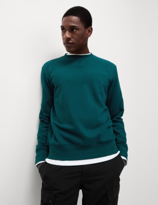 

Mens M&S Collection Pure Cotton Crew Neck Sweatshirt - Evergreen, Evergreen