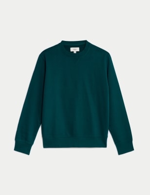 

Mens M&S Collection Pure Cotton Crew Neck Sweatshirt - Evergreen, Evergreen