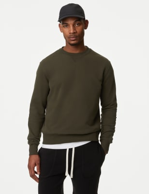 

Mens M&S Collection Pure Cotton Crew Neck Sweatshirt - Medium Khaki, Medium Khaki