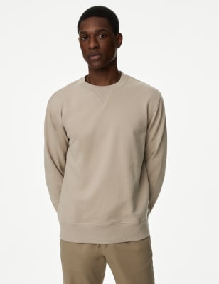 

Mens M&S Collection Pure Cotton Crew Neck Sweatshirt - Natural Beige, Natural Beige