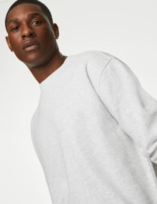 

Mens M&S Collection Oversized Cotton Rich Crew Neck Sweatshirt - Grey Marl, Grey Marl