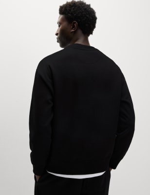 

Mens M&S Collection Sweatshirt in Übergröße mit hohem Baumwollanteil und Rundhalsausschnitt - Black, Black