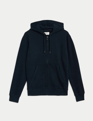 

Mens M&S Collection Pure Cotton Zip Through Hoodie - Dark Navy, Dark Navy