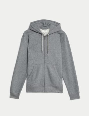 

Mens M&S Collection Pure Cotton Zip Through Hoodie - Grey Marl, Grey Marl