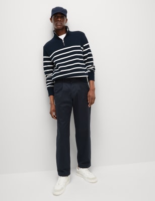 

Mens M&S Collection Pure Cotton Striped Sweatshirt - Dark Navy Mix, Dark Navy Mix