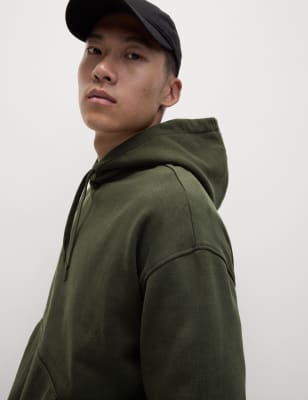 

Mens M&S Collection Hoodie in Übergröße mit hohem Baumwollanteil - Dark Khaki, Dark Khaki