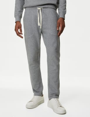 

Mens M&S Collection Drawstring Pure Cotton Straight Leg Joggers - Grey Marl, Grey Marl