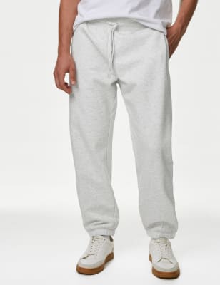 

Mens M&S Collection Cotton Rich Oversized Joggers - Grey Marl, Grey Marl