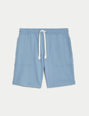 

Mens M&S Collection Pure Cotton Drawstring Jersey Shorts, Light Airforce