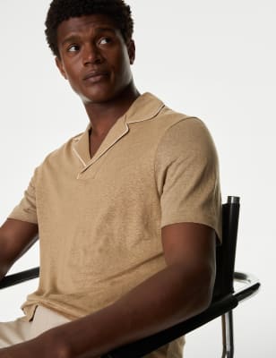 

Mens Autograph Poloshirt mit hohem Leinenanteil - Fawn, Fawn