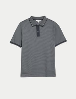 

Mens Autograph Pure Cotton Jacquard Polo Shirt - Dark Pewter, Dark Pewter